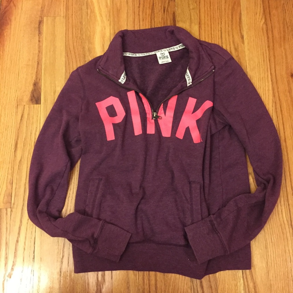 VS Pink Quarter Zip Purple Logo Jacket